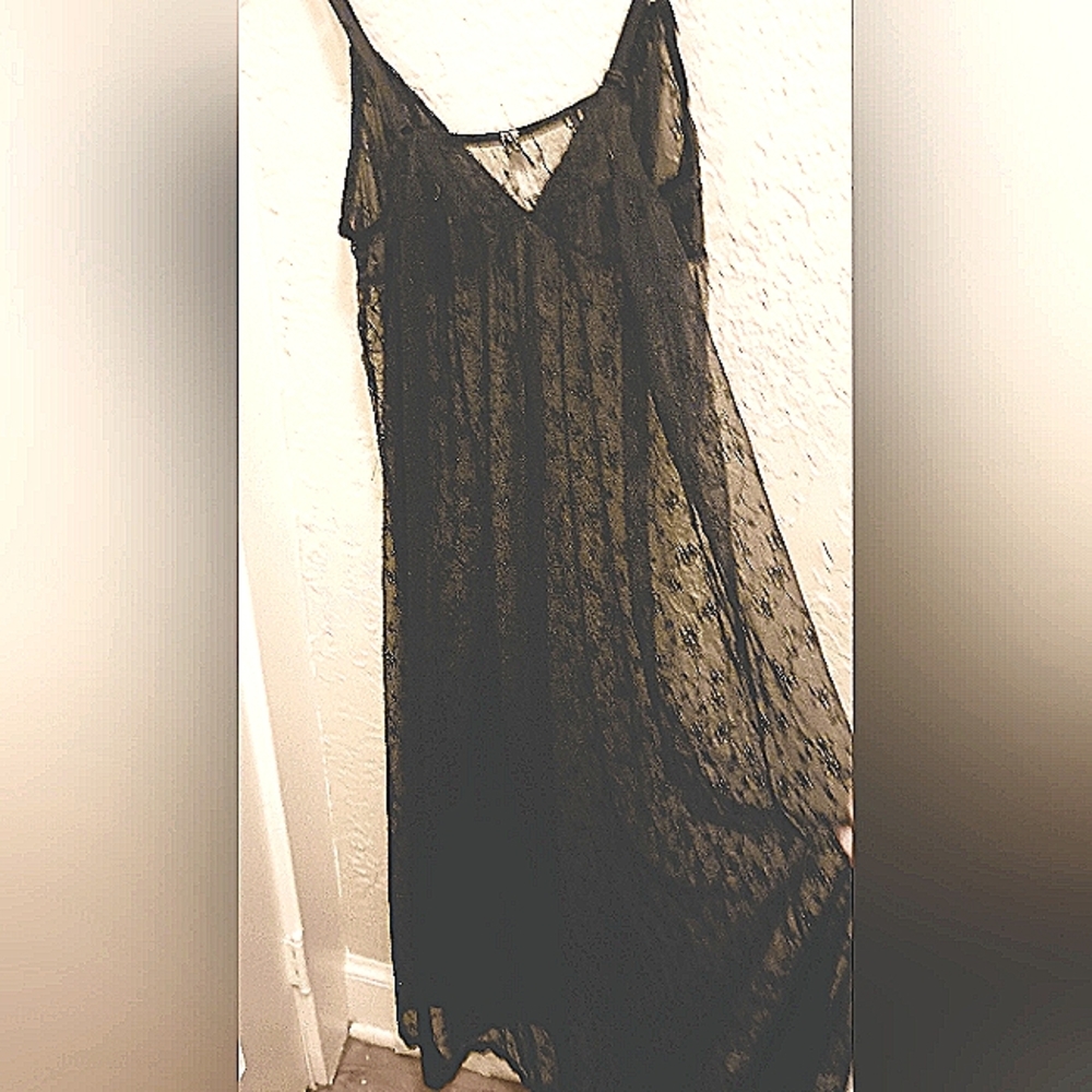 Black lace eyelet nitegown ankle length